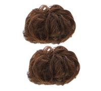 TOPPERFUN 2 piezas Moños Postizos de Cabello para Mujer de Extensiones de Moño Natural y Voluminoso Hechos Alta Temperatura Perfectos para Fiestas y Bodas Color Marrón