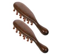 TOPPERFUN 2 piezas Peine Masajeador de Sándalo con Anillo para Dedos Peine de Madera para Masaje de Meridianos del Cabelludo Herramienta Relajante para Hombres y Mujeres Set