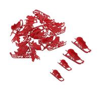 TOPPERFUN 24 Piezas Mini Trineos Navideños de Plástico Rojo Decoración para Centros de Mesa Navideños Adornos de Escritorio y Casas de Muñecas Tamaños Pequeño y Grande
