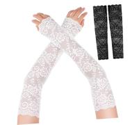TOPPERFUN 2pares Brazaletes De Encaje Para Mujer De Mangas Largas Estampado Floral Accesorios Elegantes Para Bodas y Fiestas De Té Cubren Los Brazos Codo
