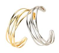 TOPPERFUN 2Piezas Brazaletes para Mujer de Pulseras Doradas y Plateadas Joyería Elegante para y Especiales