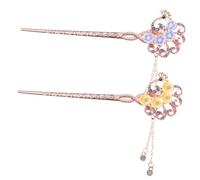 TOPPERFUN 2piezas Horquilla De Metal Vintage Con Borlas Accesorios Pelo De Mujer Palillos Para Recogido De Cabello