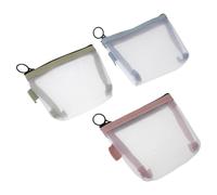 TOPPERFUN 3 Neceseres Pequeños para Maquillaje de Malla Transparente, Portátil y Ligera, Color Rosa Azul Verde, Set de 3 Bolsas Organizadoras para Cuidado Piel y Viaje