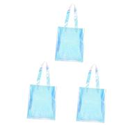 TOPPERFUN 3 Piezas Bolsa De Tela Iridiscente Bolso Iridiscente Holográfico Bolsa De Compras De PVC Presente Bolsa De Embalaje para Señoras Sky-Blue De Polivinilo