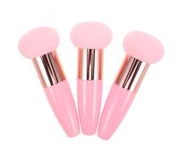 TOPPERFUN 3 piezas Esponjas de Maquillaje con Mango Puff Multifuncional para Base Polvo y Rubor Esponja Suave y Reutilizable con Diseño Ergonómico Rosa