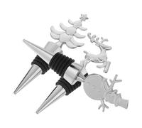 TOPPERFUN 3 piezas Tapones de Vino de Navidad Reutilizables Tapón Antigoteo Metálico para Botellas Accesorios para Fiestas Festivas Sellado Hermético para Vino y Champán Regalo para