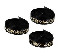 TOPPERFUN 3 Rollos Cinta De Embalaje De Bordado Cinta De Raso para Envolver Graduado Cintas Cinta Blanca Mentir Azul Primero Cinta De Clase Revelar Tú Poliéster Negro