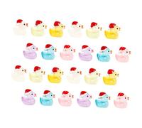 TOPPERFUN 30 Piezas Muñeca de Patito navideño Figuras de Mini Resina Patos pequeños Accesorios de casa de muñecas Juguetes Que Brillan en la Oscuridad Brillan en los Patos Oscuros Mini Pato