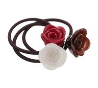 TOPPERFUN 3piezas Coletero de Rosa Gomas Elásticas con Flores para Mujeres Accesorios Peinado Colores Rojo Milk y Chocolate para Novias y Niñas Ocasiones Especiales
