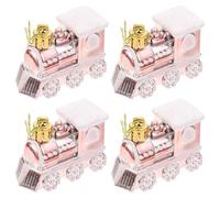 TOPPERFUN 4 Adornos Colgantes de Tren de Plástico en Color Rosa Dorado para Decoración Navideña del Árbol Pequeños Colgantes de Coche para Fiestas y Ambiente Festivo