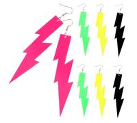 TOPPERFUN 4 pares Pendientes Colgantes de Rayo Acrílicos para Mujer de Colores Brillantes Amarillo Negro Rosa Verde Ligeros y Cómodos para Fiestas Regalo para Chicas y Uso Diario