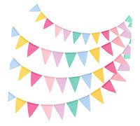 TOPPERFUN 4 Piezas Banderines Triángulo de Lino Decorativos Metros Colgantes para Fiesta Bodas y Celebraciones
