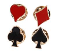 TOPPERFUN 4 piezas Broche de Cartas Diseño de Palos de Póquer Accesorio Decorativo para Ropa Pin Creativo y Versátil para Cuellos y Solapas Regalo Original para Amigos y Familiares