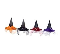 TOPPERFUN 4 Piezas Sombreros de Bruja para Halloween Set de Accesorios de Cosplay Sombreros de Fiesta Hechos de Oxford para Adultos y Jóvenes