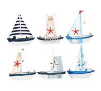 TOPPERFUN 6 Piezas Decoración Náutica Adorno De Costero Mini Vela Decorativo Decoraciones Náuticas Bote Maqueta De Pequeños Tema Vistoso MDF Color Aleatorio