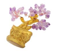 TOPPERFUN Adornos de Cristal para Árbol Árbol del Dinero Morado Base de Cristal Bonsái para Escritorio Decoración de Oficina Riqueza y Buena Suerte