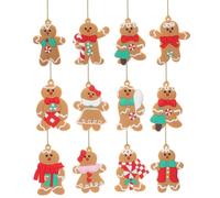 TOPPERFUN Adornos Navideños Colgantes de Hombre de Jengibre Clásicos 12 Piezas de PVC Seguro Decoración para Árbol de Navidad Ventanas y Fiestas Accesorios Festivos para Navidad