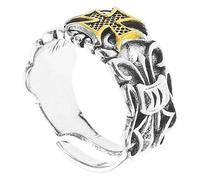 TOPPERFUN Anillo Ajustable Retro para Hombre Cruz Abierta, Diseño Vintage en Tono entre Dorado y Plateado, Anillos Masculinos de Dedo para Uso Casual y Diario