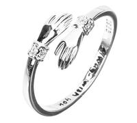 TOPPERFUN Anillo de Abrazo Abierto Ajustable para Mujer Anillos de Plata de Madre Hija Obsequio de Cumpleaños Único
