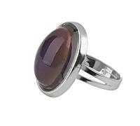 TOPPERFUN Anillo Unisex Ajustable De Aleación Vintage Con Cristal Ovalado Que Cambia De Color Diseño Delicado Para Dedo Joyería De Plata Ley Efecto Estado Ánimo