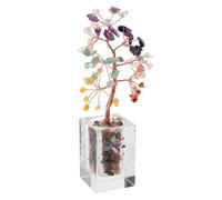 TOPPERFUN Árbol de Cristal Natural Feng Shui Prosperidad con Cristales Multicolor Bonsái Decorativo de 7 Ramas y 63 Piedras Adorno Energético Adecuado para Hogar y Oficina