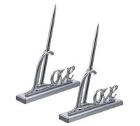 TOPPERFUN Bolígrafo para Firmar en Eventos Nupciales con Soporte Romántico en Forma de Corazón, Pack 2 Unidades Color Plata, Accesorio Abs para Invitados en Banquetes y Aniversarios