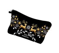 TOPPERFUN Bolsa de Cosméticos Navideña con Estampado de Organizador de Viaje con Cierre de Neceser de Aseo Resistente para Hombres y Mujeres para Guardar Maquillaje y Artículos