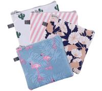 TOPPERFUN Bolsas para Llevar Toallas Sanitarias Diseño de Cremallera, Material Poliéster Resistente, Pack de 4 Unidades para Almacenamiento Higiénico y Seguro