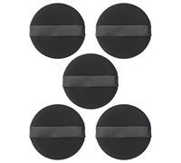 TOPPERFUN Borlas de Polvo Negras para Maquillaje 5 Unidades Esponjas para Base de Maquillaje sin Látex Uso Profesional y Hogar Cinta de Rayón para Fácil Manejo