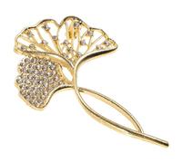 TOPPERFUN Broche de Hoja de Ginkgo Gemas de Imitación, Broche para Mujer de Moda en Aleación Resistente, Accesorio Brillante para Trajes y Eventos Formales, Bisutería Elegante para Regalos
