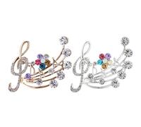 TOPPERFUN Broche de Nota Musical de 2 Piezas, Pin de Solapa Nota Musical en Color Champán y Marfil, Accesorio Ligero para Vestido de Noche y Ropa, Alfiler Decorativo Elegante para Mujer
