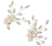 TOPPERFUN Broches Removibles para Zapatos de Novia Perlas Sintéticas y Pedrería Brillante Decoración Floral para Tacones Altos y Accesorios para Calzado Femenino Pack de 2 Piezas