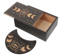 TOPPERFUN Caja de Madera para Cartas de Tarot con Soporte, Expositor Portátil para Almacenamiento de Barajas, Diseño Compacto con Tapa, Adecuado para Juegos y Decoración de Escritorio