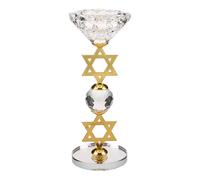 TOPPERFUN Candelabro Religioso de Cristal Figura de Seis Puntas para Hanukkah, Soporte para Velas de Pilar Dorado Función Duradera y Decoración Vintage para Reuniones Familiares
