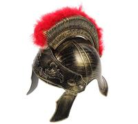 TOPPERFUN Casco Romano Espartano para Hombre Pluma Roja y Dorada Accesorio Ligero para Disfraz Romano Adulto Adecuado para Cosplay Carnaval y Eventos Históricos