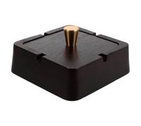 TOPPERFUN Cenicero de Escritorio de Madera con Tapa y Revestimiento de Acero Inoxidable, Resistente al Viento, Diseño Chino Clásico para Hogar y Oficina