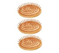 TOPPERFUN Cepillo Masajeador Cuero Cabelludo de Bambú Natural Peine Exfoliante Antiestático Set de 3 Piezas Portátil para Masaje y Cuidado Capilar Casa Oficina y Viajes