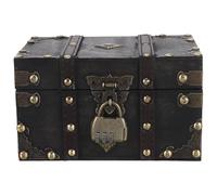 TOPPERFUN Cofre del Tesoro Pequeño, Organizador de Joyas de Madera Retro Chino con Cerradura, Portátil, para Guardar Joyas, Recuerdos y Objetos de Valor en Salón o Viaje
