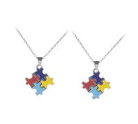 TOPPERFUN Collar de Rompecabezas para Autismo de 2 Piezas de Aleación, sin Óxido y Reutilizable, Obsequio de Cumpleaños Único y Decorativo para Personas Autismo