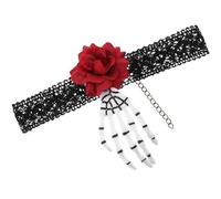 TOPPERFUN Collar Gargantilla de Calavera Estilo Gótico Punk para Mujer y Niña, Acabado Pulido, Material Plástico y Tela, Adecuado para Cumpleaños y Día Madre