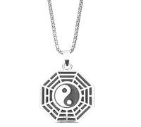 TOPPERFUN Collar Largo Dije Yin Yang Tai Chi para Mujer y Hombre Cadena de Acero de Resistente Accesorio Unisex para Suéter y Uso Diario