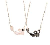TOPPERFUN Collares a Juego De Peces Koi Tai Chi Aleación, Collares De Pareja Para Él Ella, Accesorios Decorativos Románticos Para Novia y Amistad, Diseño Bicolor Negro y Blanco
