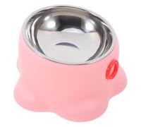TOPPERFUN Comedero para Mascotas de Acero Inoxidable Antideslizante y Antivuelco, Cuenco Único con Forma de Pulpo en Color Rosa Melocotón, Tamaño Individual para Gatos, Uso Interior