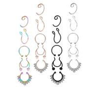 TOPPERFUN Conjunto de Aros Nasales sin Perforación Acero Inoxidable Clip Nasal y Seguro para Mujer y Hombre Accesorio de Moda para Festival y Uso Diario