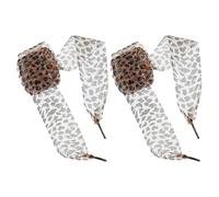 TOPPERFUN Cordones de Cinta para Zapatos Deportivos de Mujer Estampado de Leopardo Amarillo, Cordones Planos Anchos de 4 CM