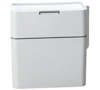 TOPPERFUN Cubo de Basura Estrecho de Color Claro con Tapa Táctil y Cepillo para Baño, Bote de Basura con Sistema Automático de Embalaje, Adecuado para Cocina, Dormitorio y Aseo