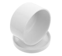 TOPPERFUN Cuenco de Cerámica Blanco con Tapa Hermética para Mantener la Comida en Buen Estado y Caliente, Tazón Multiusos con Diseño Simple para Cocina al Vapor