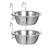 TOPPERFUN Cuencos Colgantes para Jaula de Perros Medianos, 2 Piezas de Acero Inoxidable, Comederos y Bebederos Desmontables, Tazones Fáciles de Limpiar para Suministros de Mascotas
