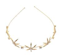 TOPPERFUN Diadema de Boda Dorada Estrellas y Cristales Tocado para Novia Ligero y Elegante Accesorio para Peinado Formal Diseño de Estrella de 5 Puntas Adecuado para Ceremonias y Fiestas