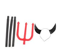TOPPERFUN Diadema de Cuerno Demoníaco de Tocado para Disfraz Accesorio de Cabello para Halloween Fiesta Cosplay Cuernos y Tenedor Demoníaco Banda Cabello Negro